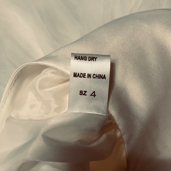 Girls White Satin Tulle Dress SZ 4 Blue Petals Sleeveless Zip Flower Girl Party‎ - Picture 5 of 11